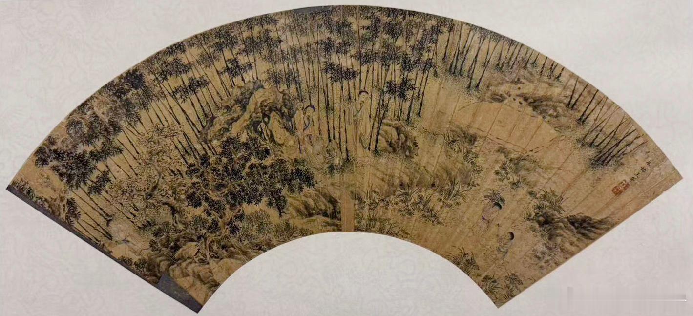 【清 王弁《采莲图》纵16.3厘米 横48.5厘米 扬州文物商店藏】《采莲图》描