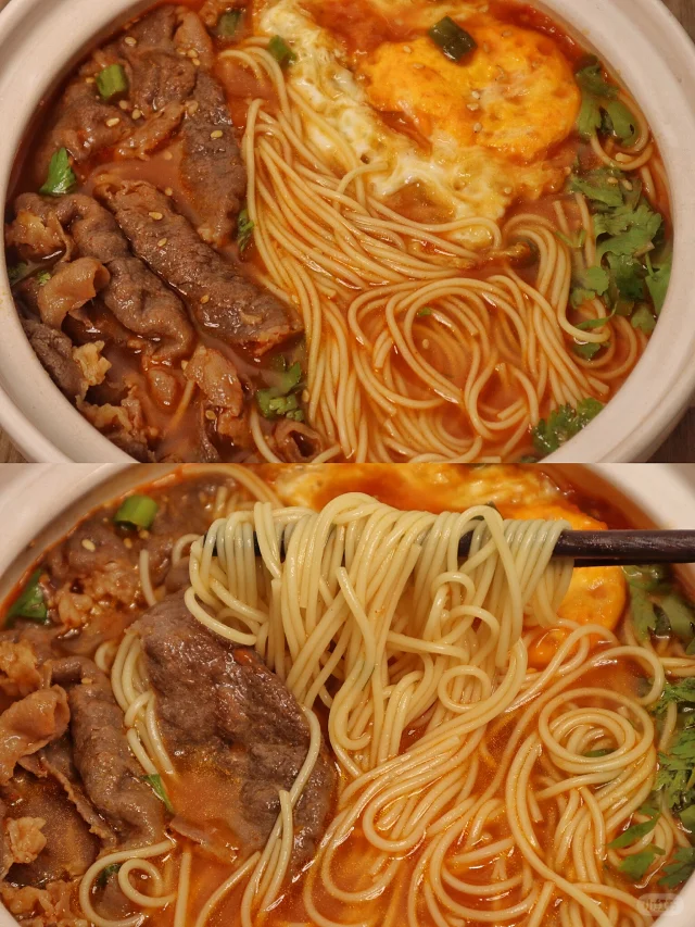 汤汁都不剩的浓汤番茄肥牛面🍅五分钟搞定