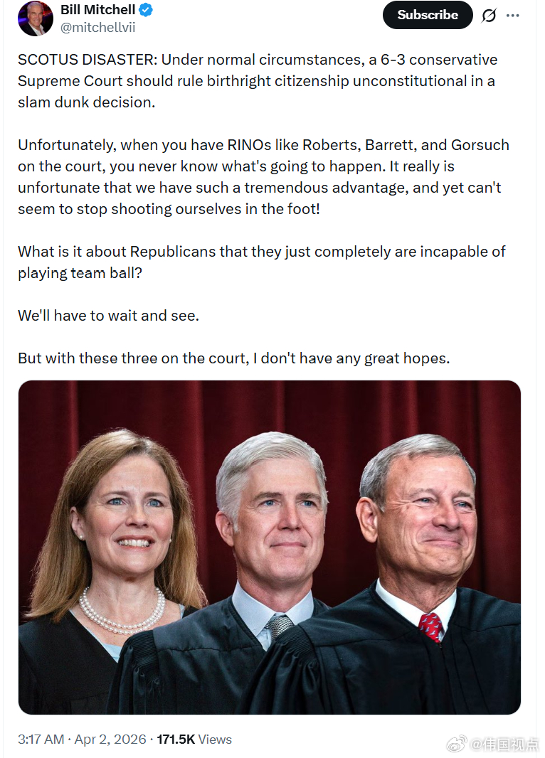 比尔·米切尔：“最高法院灾难”：在正常情况下，一个由6比3保守派占多数的最高法院