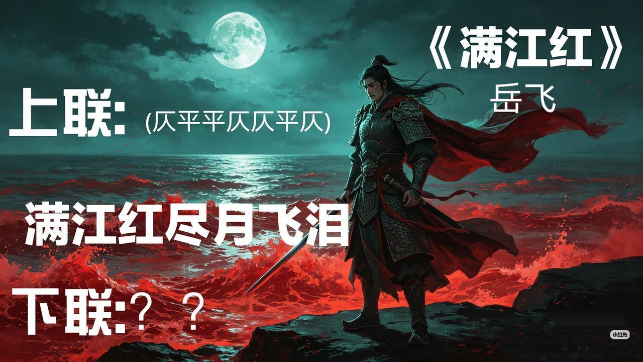 上联：满江红尽月飞泪，
下联：？？