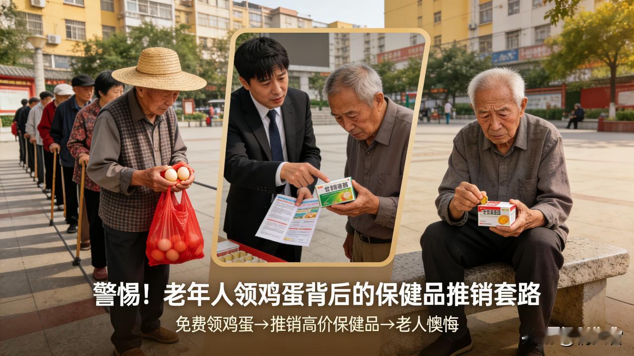 警惕！老年人领鸡蛋，全是套路！
 
小区门口、菜市场、公园，总有人喊：免费领鸡蛋