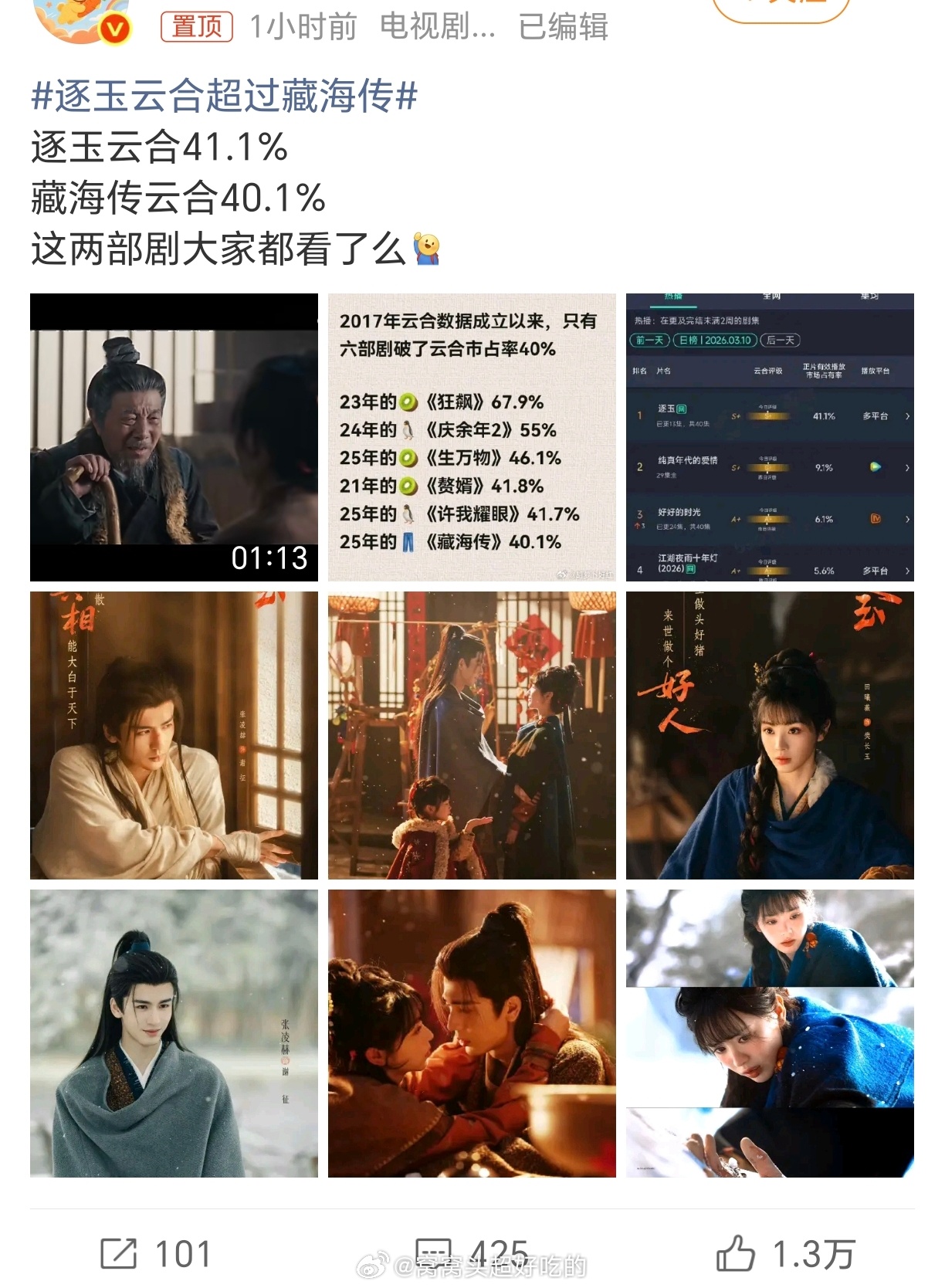 逐玉云合超过藏海传不是，这两部剧的受众一样吗？ 