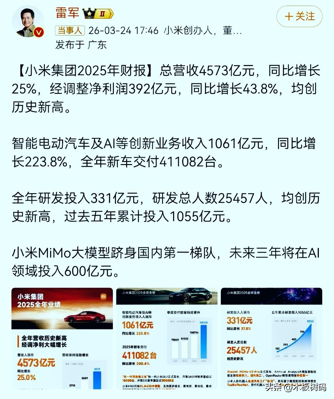小米2025年财报出炉，不得不说是真赚钱啊！根据小米集团最新公布的2025年财报