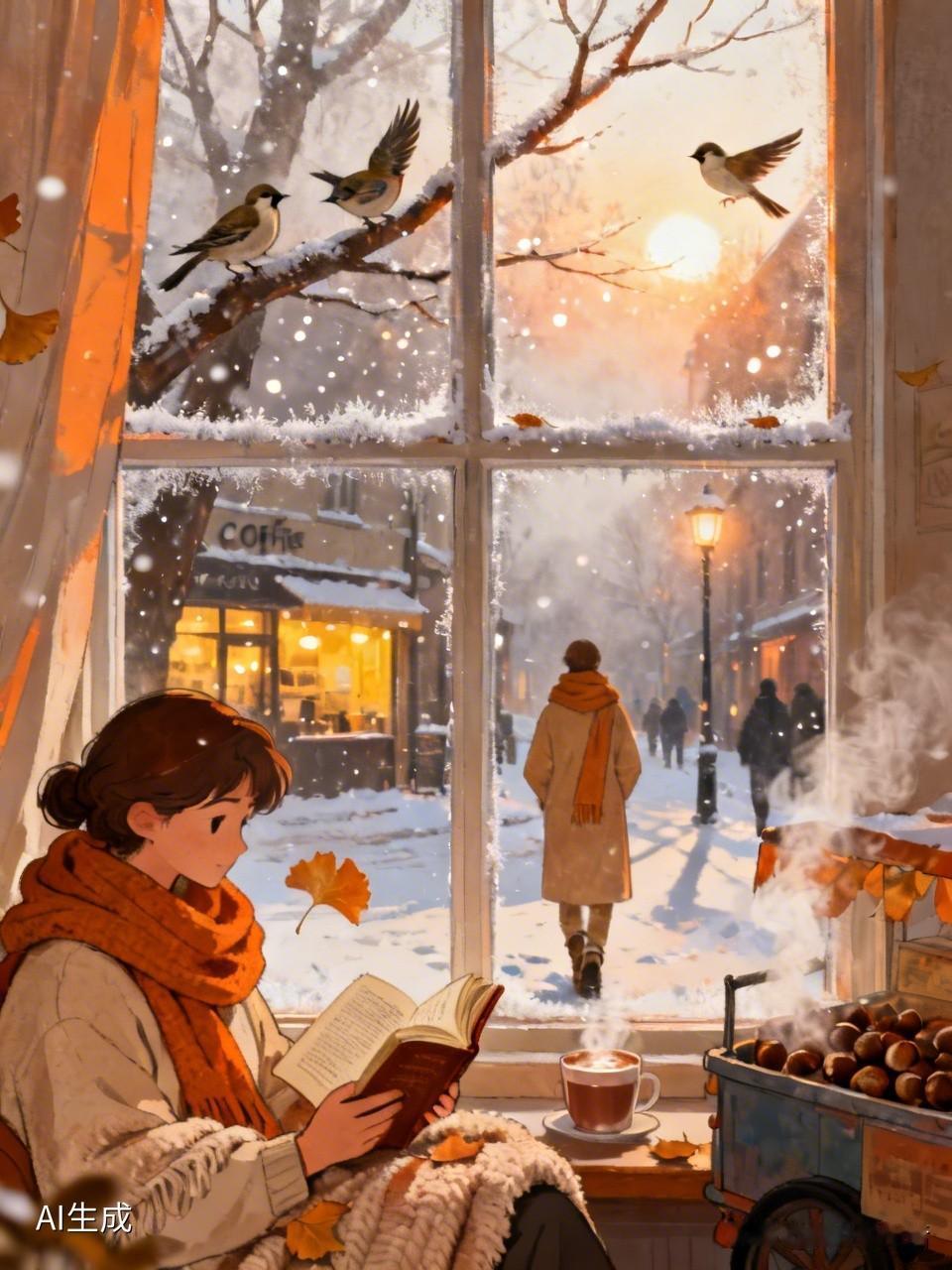 傍晚归家时，巷口的路灯次第亮起，拉长了行人的影子，卖糖炒栗子的小贩正掀开热气腾腾