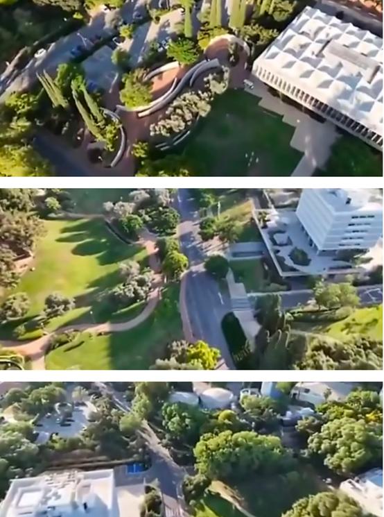 据说是伊朗无人机在以色列特拉维夫上空拍摄的画面，从画面来看，以色列特拉维夫的城市