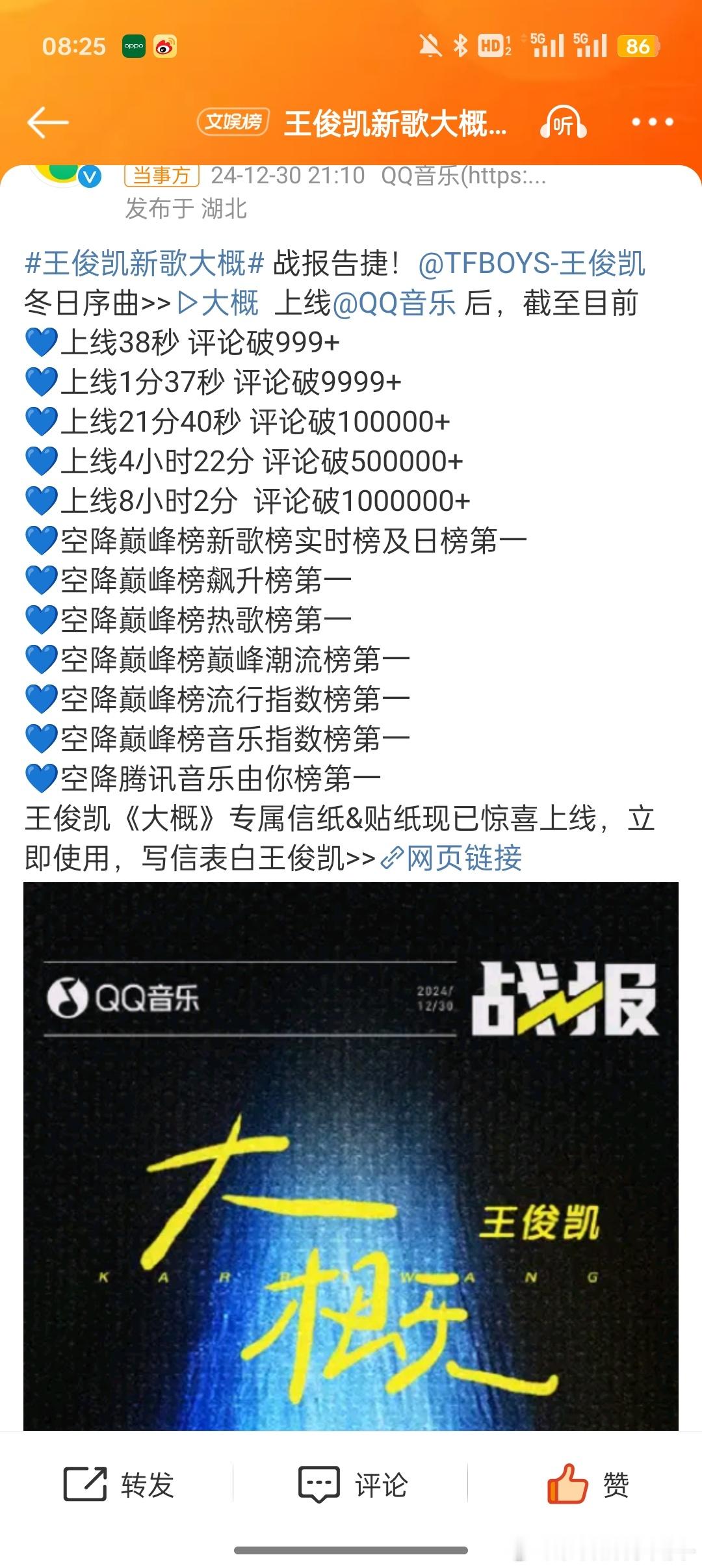 王俊凯新歌大概战报  王俊凯[超话] 大概这就是我们 王俊凯  带来的影响力吧[