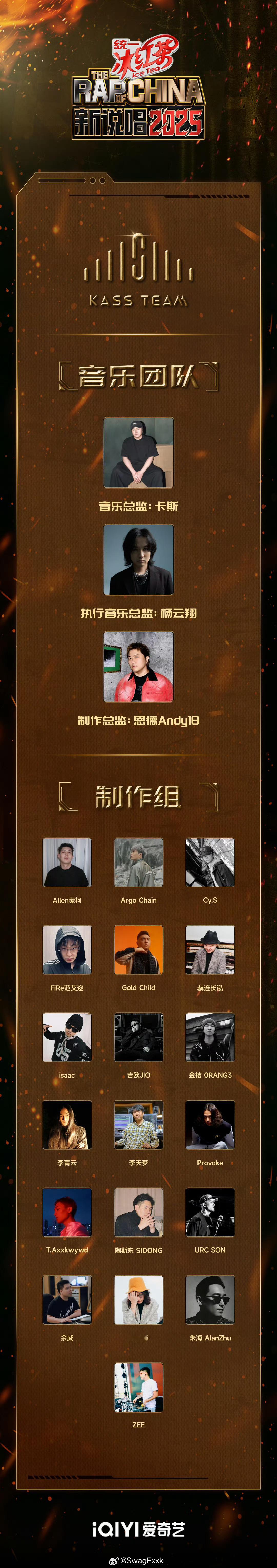 新说唱2025 《新说唱2025》公布今年音乐团队阵容！卡斯担任音乐总监！你觉得