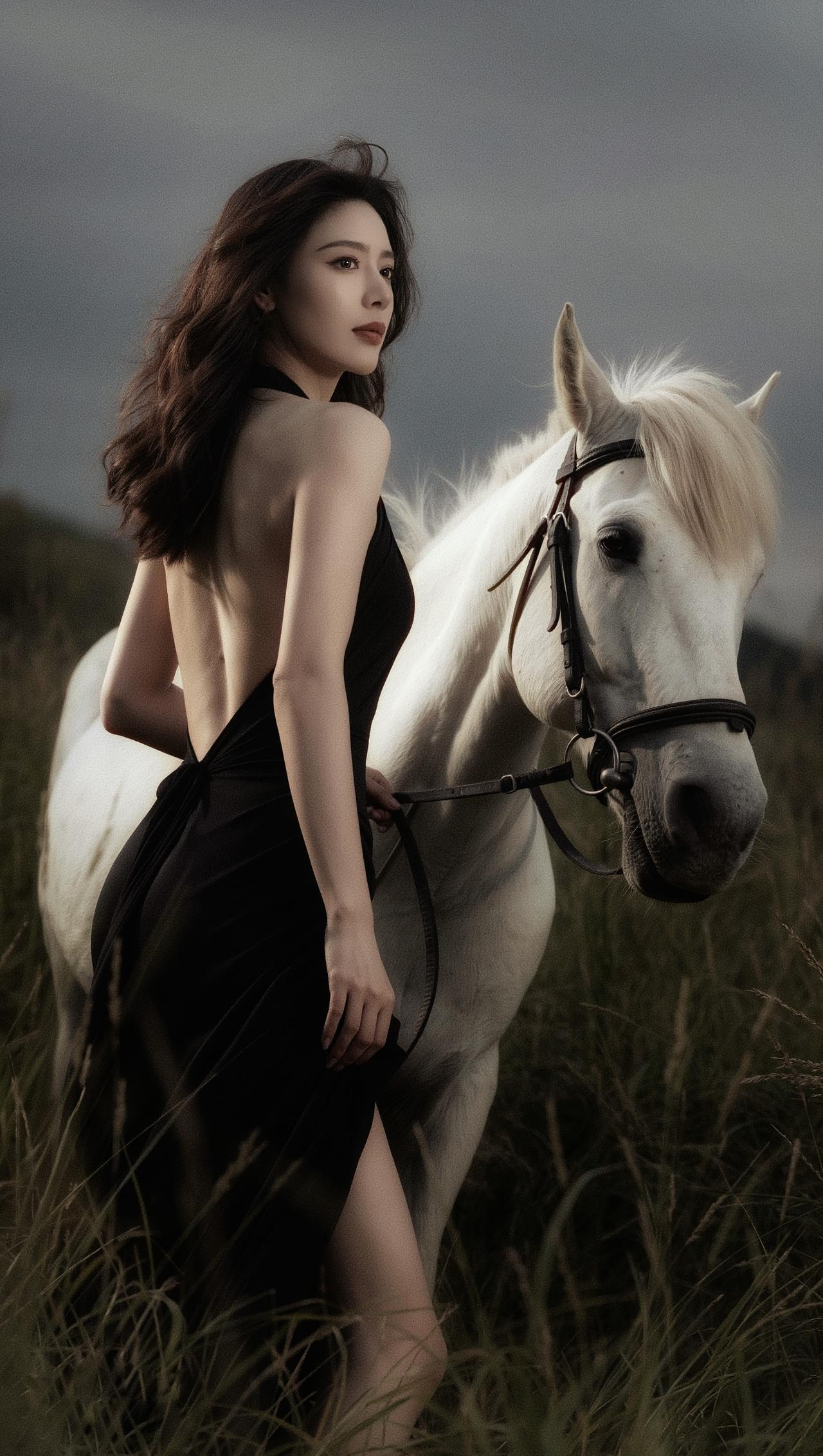 晨光轻洒，她身着飒爽骑装跨上骏马，似从梦幻画卷中翩然而至
《摄影/约拍 环境人像