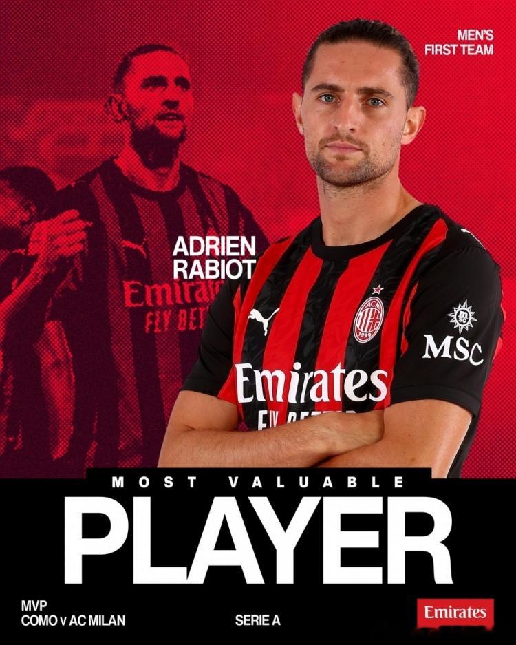 1月16日 意甲 第16轮比赛，米兰客场3-1击败科莫。此役拉比奥特为米兰踢满全