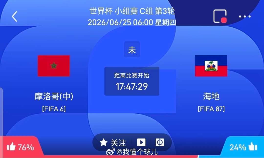 【足球】周三052世界杯方向：摩洛哥vs海地世界杯：摩洛哥VS海地时间：2026