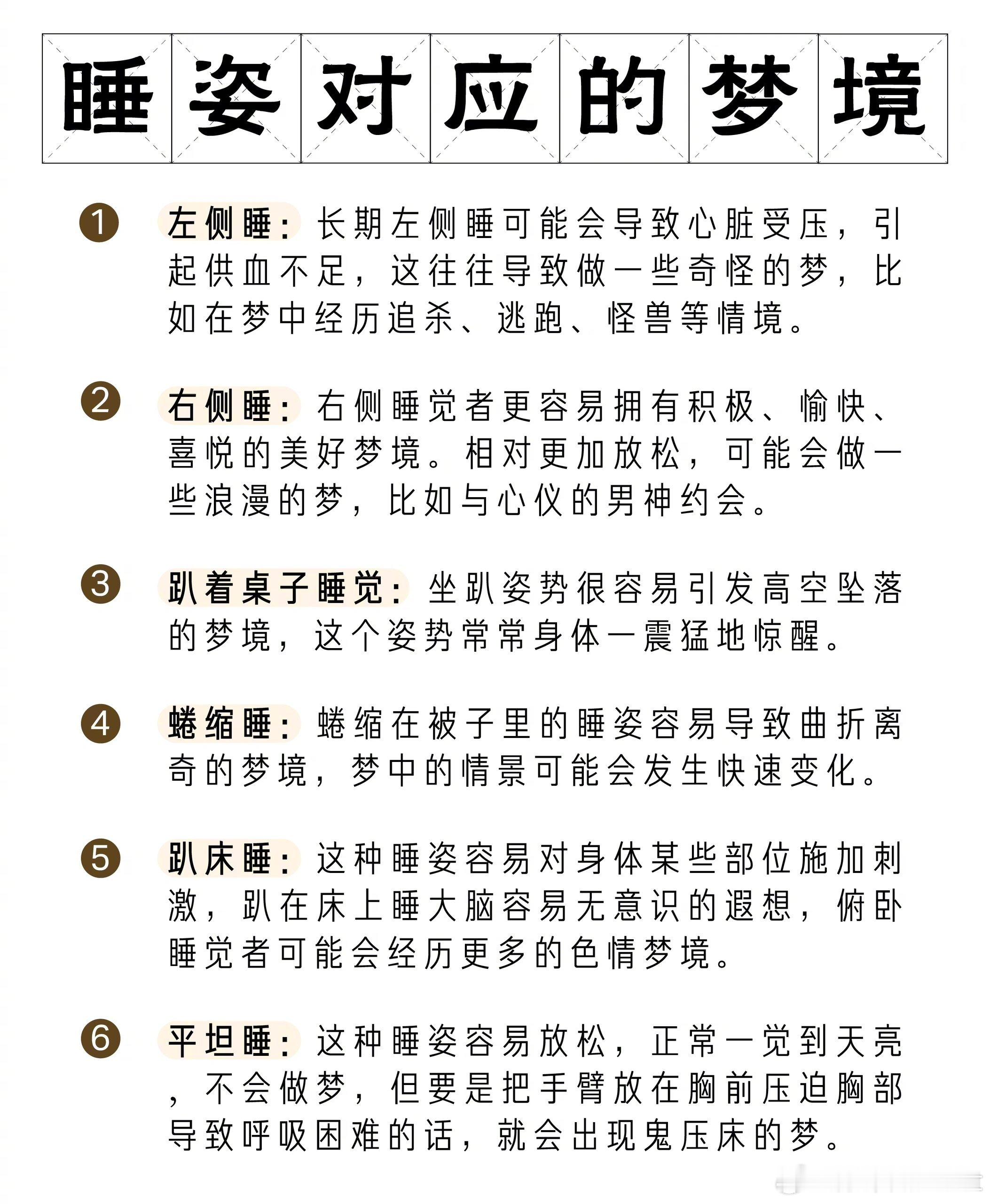 「#原来梦境跟睡姿有关#」难怪每次左侧睡都梦到被人追着跑[泪][泪][泪]#转发