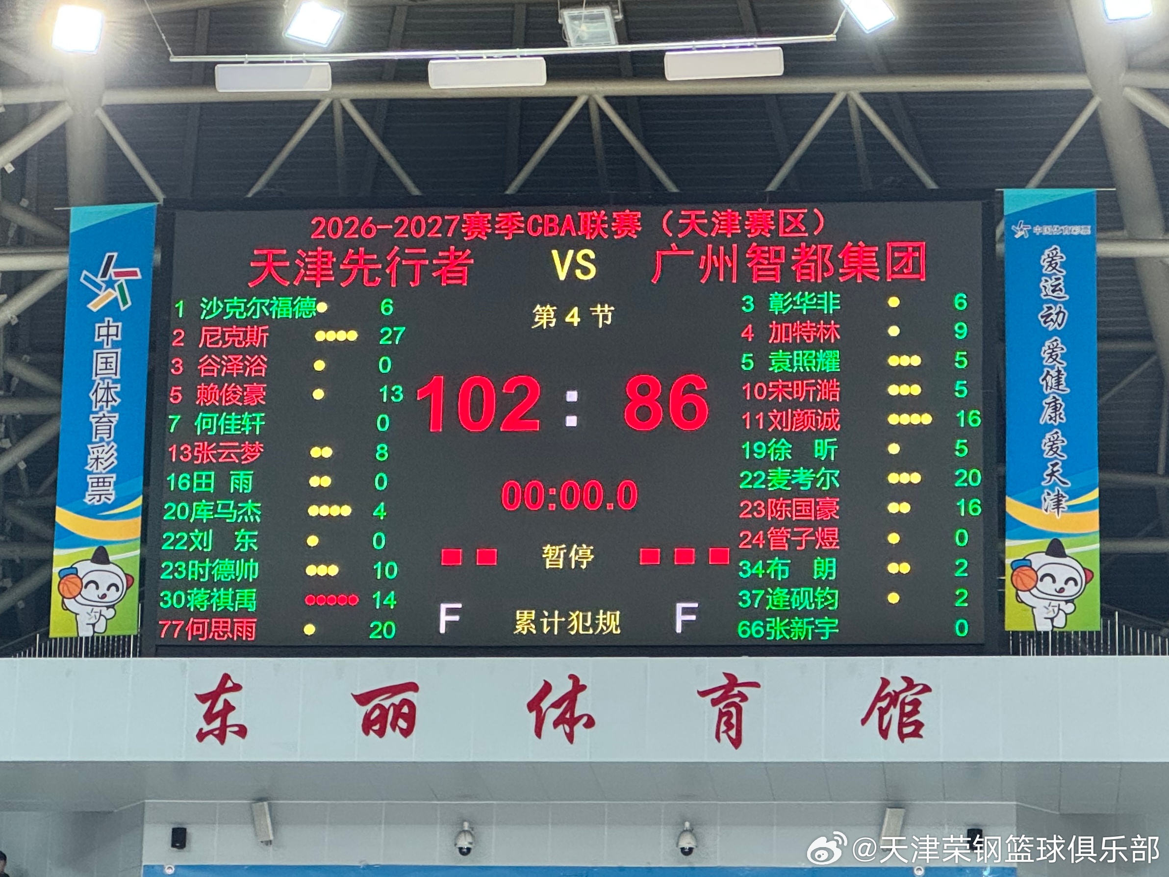 主场开门红！天津先行者102-86战胜广州智都集团[加油]cba以城之名天津荣钢