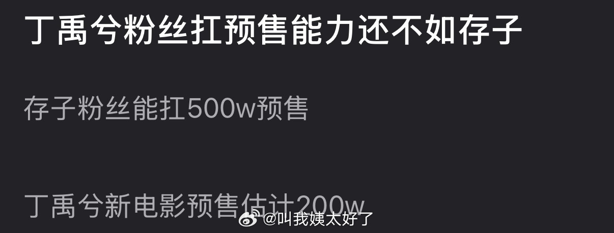 有网友说丁禹兮粉丝扛预售能力还不如刘浩存，大家怎么看？ 