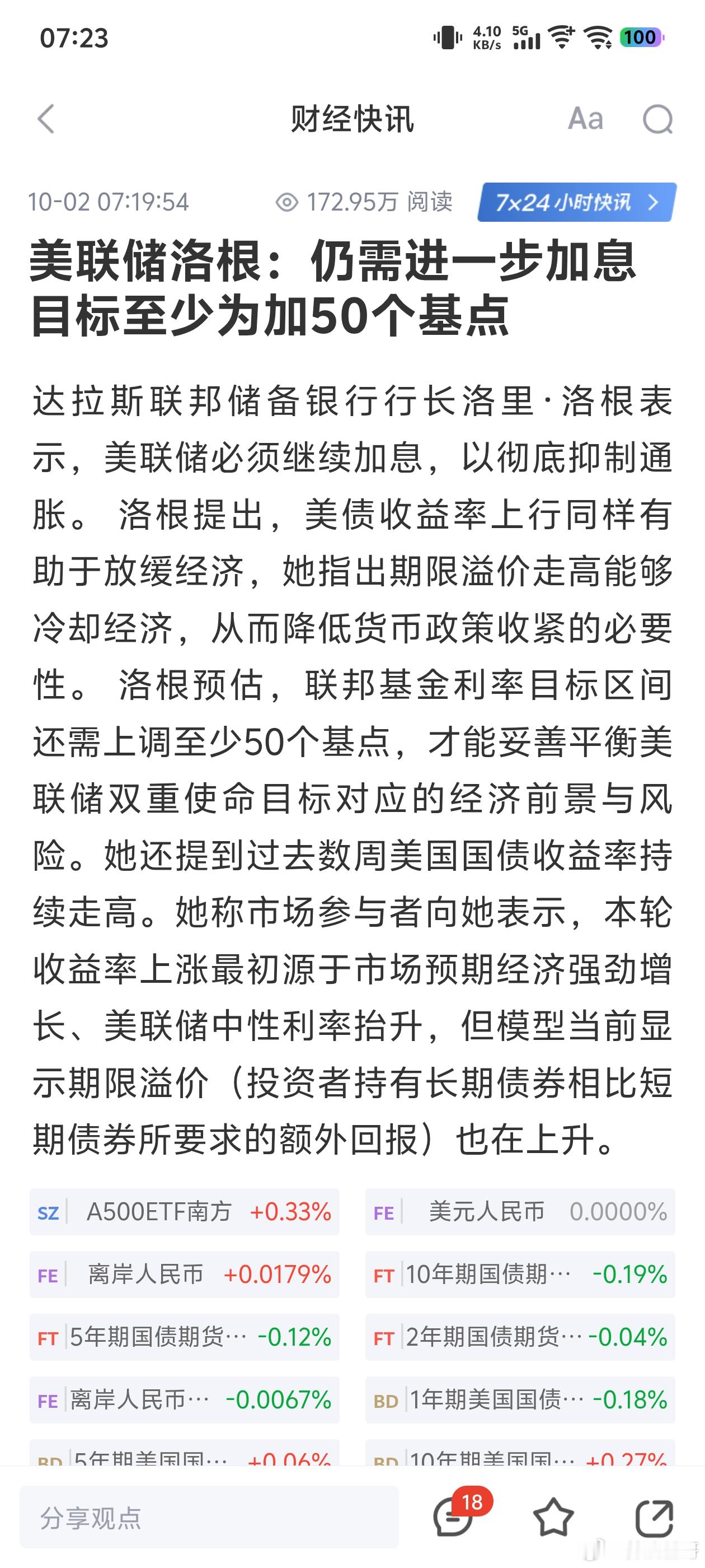 基金美联储洛根◇仍需进一步加息目标至少为加50个基点达拉斯联邦储备银行行长洛里·