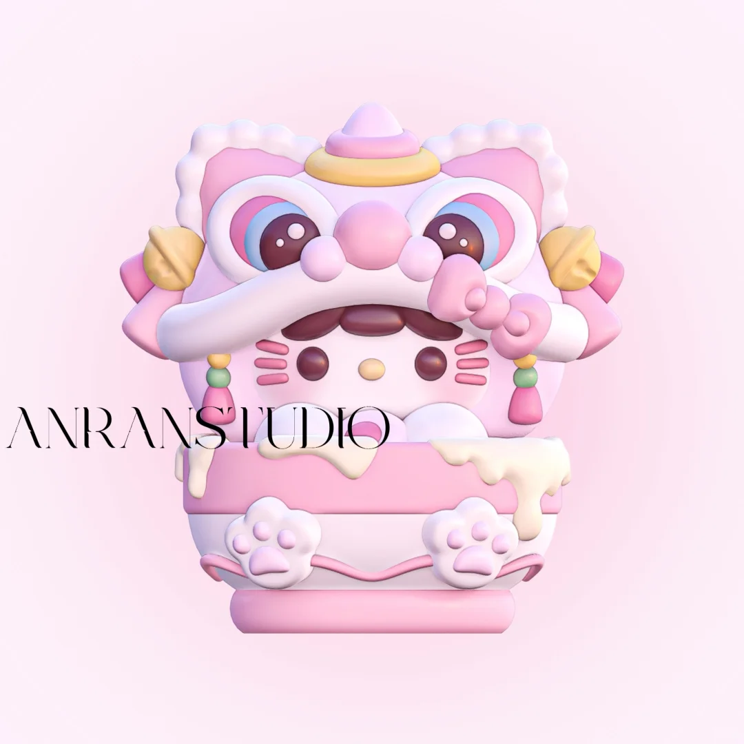 国风醒狮Kitty汤圆【3D硅胶模具】