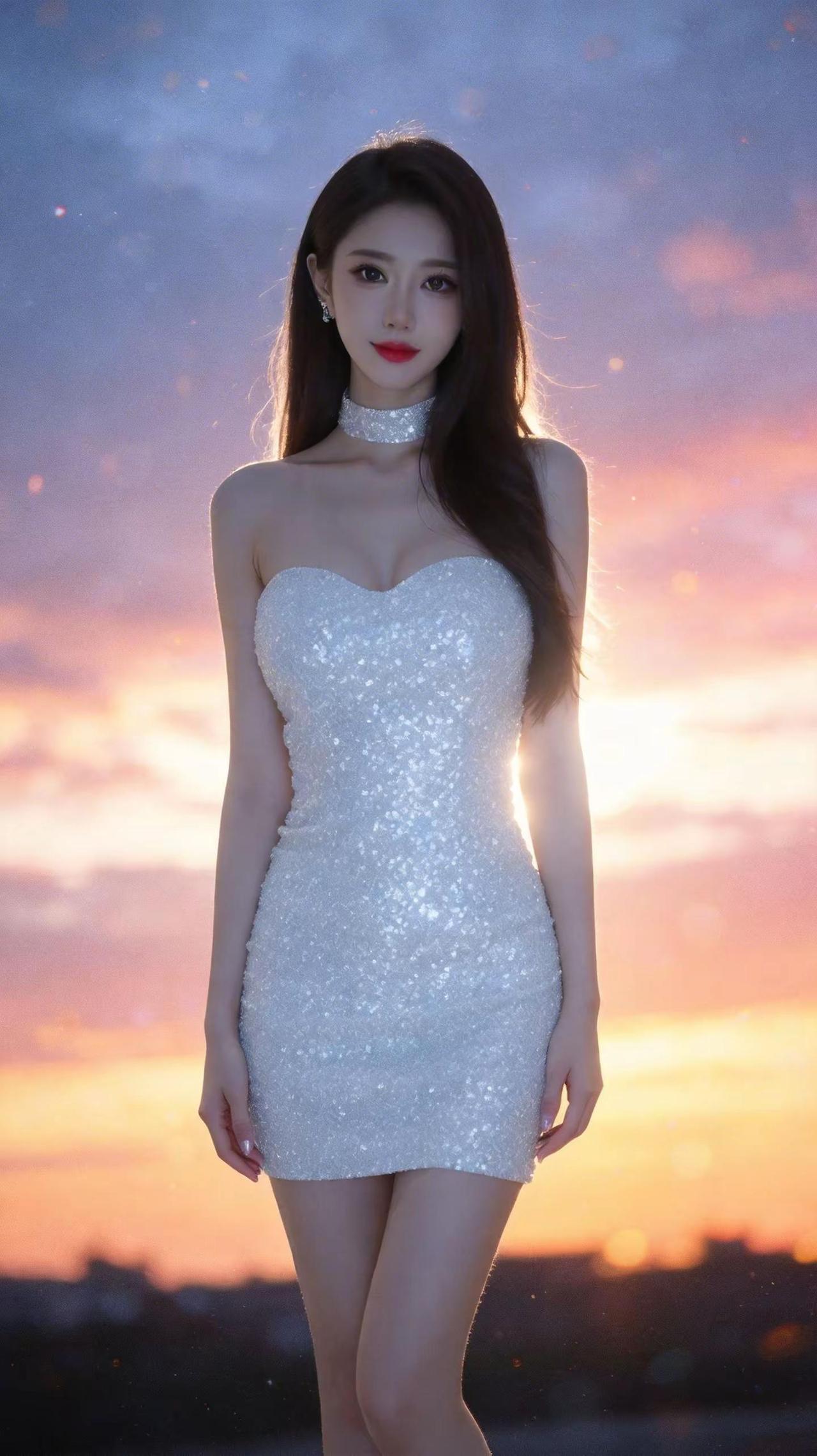 AI晚霞虚焦胶片 ai创作 御姐拍照姿势 我又心动了