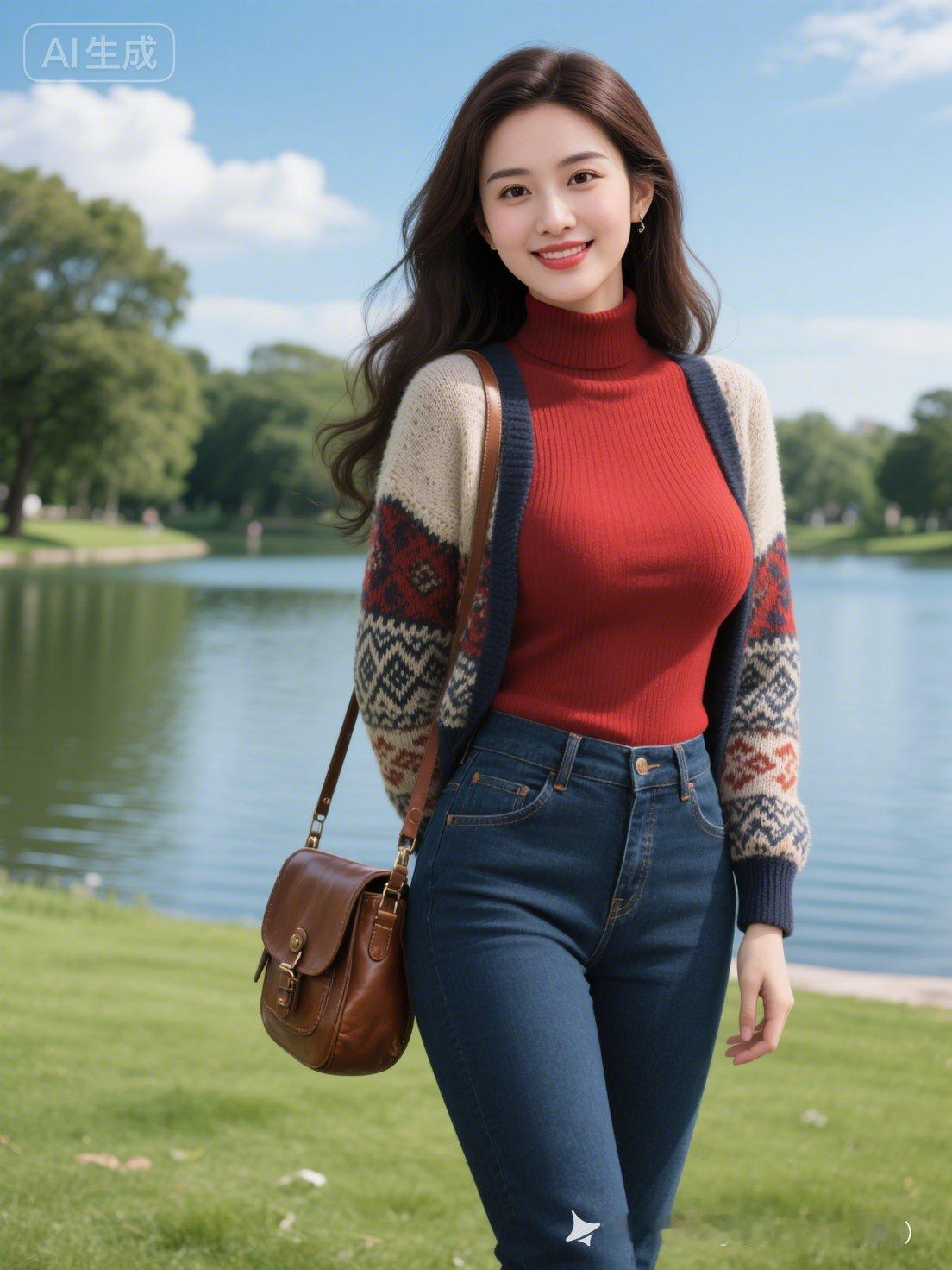 秋日穿搭指南：红毛衣+牛仔裤，温暖又时尚！