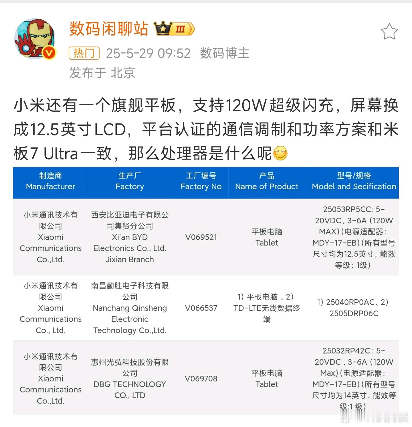 曝小米还有一款旗舰平板好难猜啊，该不会是玄戒O1吧[二哈] ​​​