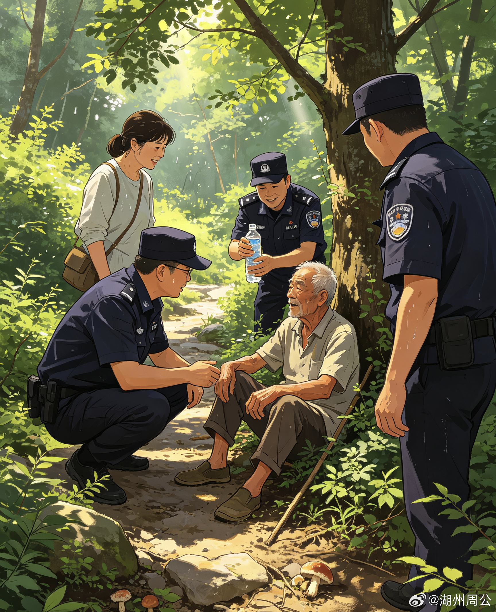  浙江民警高温深山极速搜救护平安三伏天浙江民警一小时找回失联采菌老人 浙江长兴高
