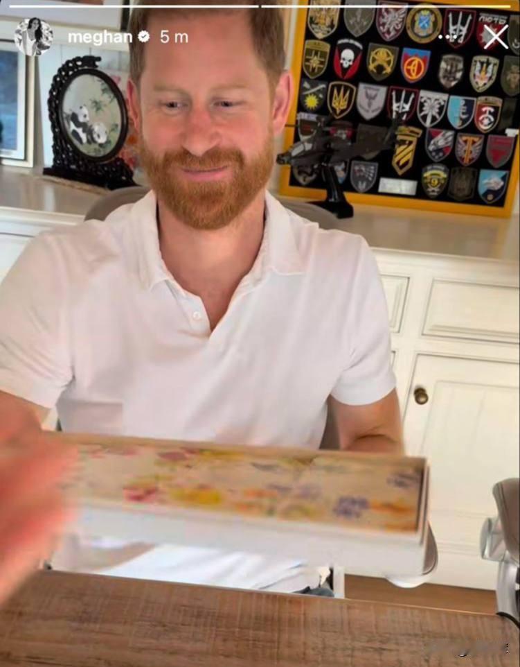 【英国王子办公室内的特殊徽章】
 
哈里王子的办公室内，出现了一面镶有乌克兰各作