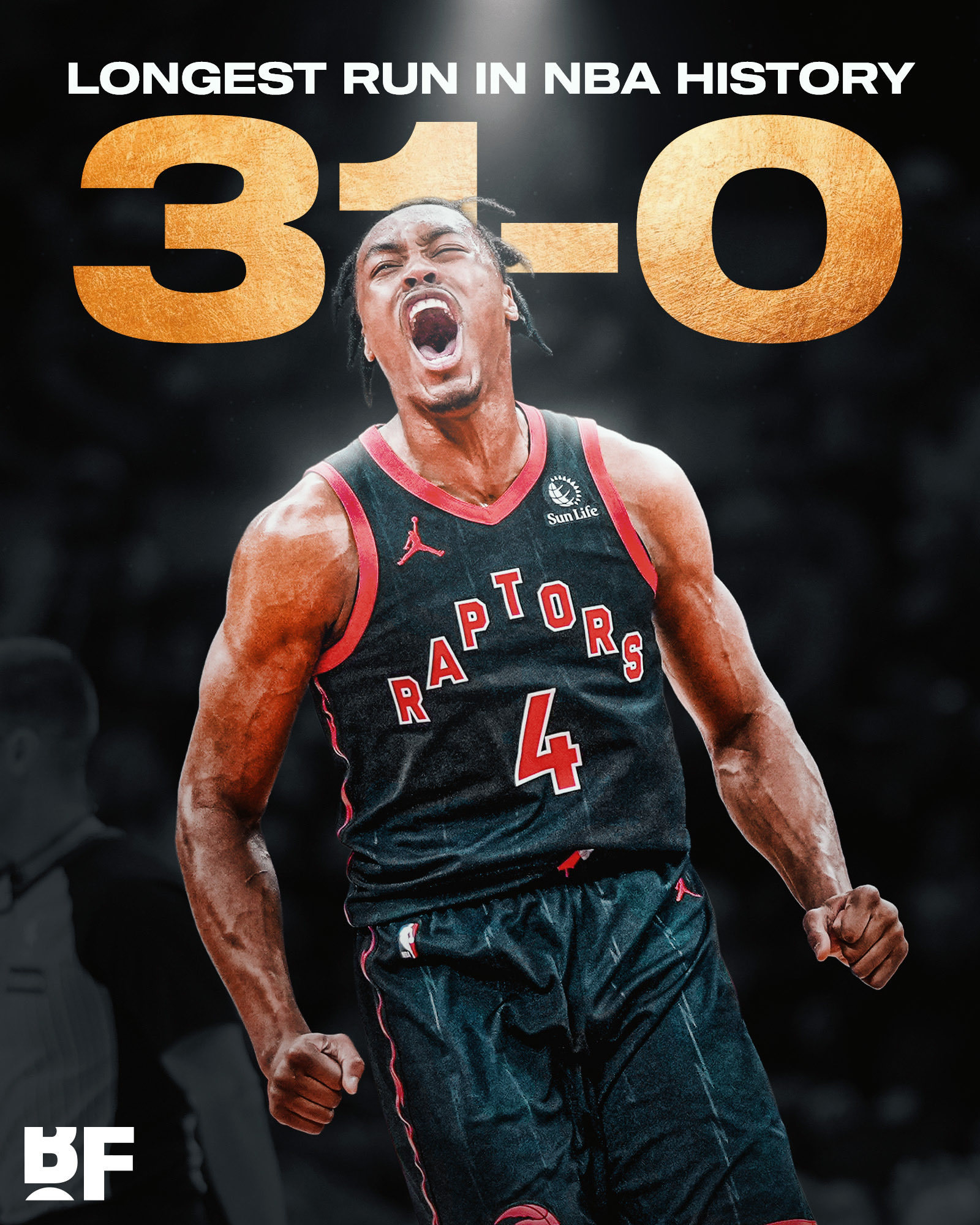 刚刚猛龙打魔术时打出了一波31-0的攻击波，这是NBA历史上最长的连续得分纪录。