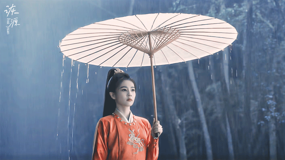 白鹿 《唐宫奇案》李佩仪 / 动图▷EP26-03 高马尾+橙衣-下雨🌧️🌧