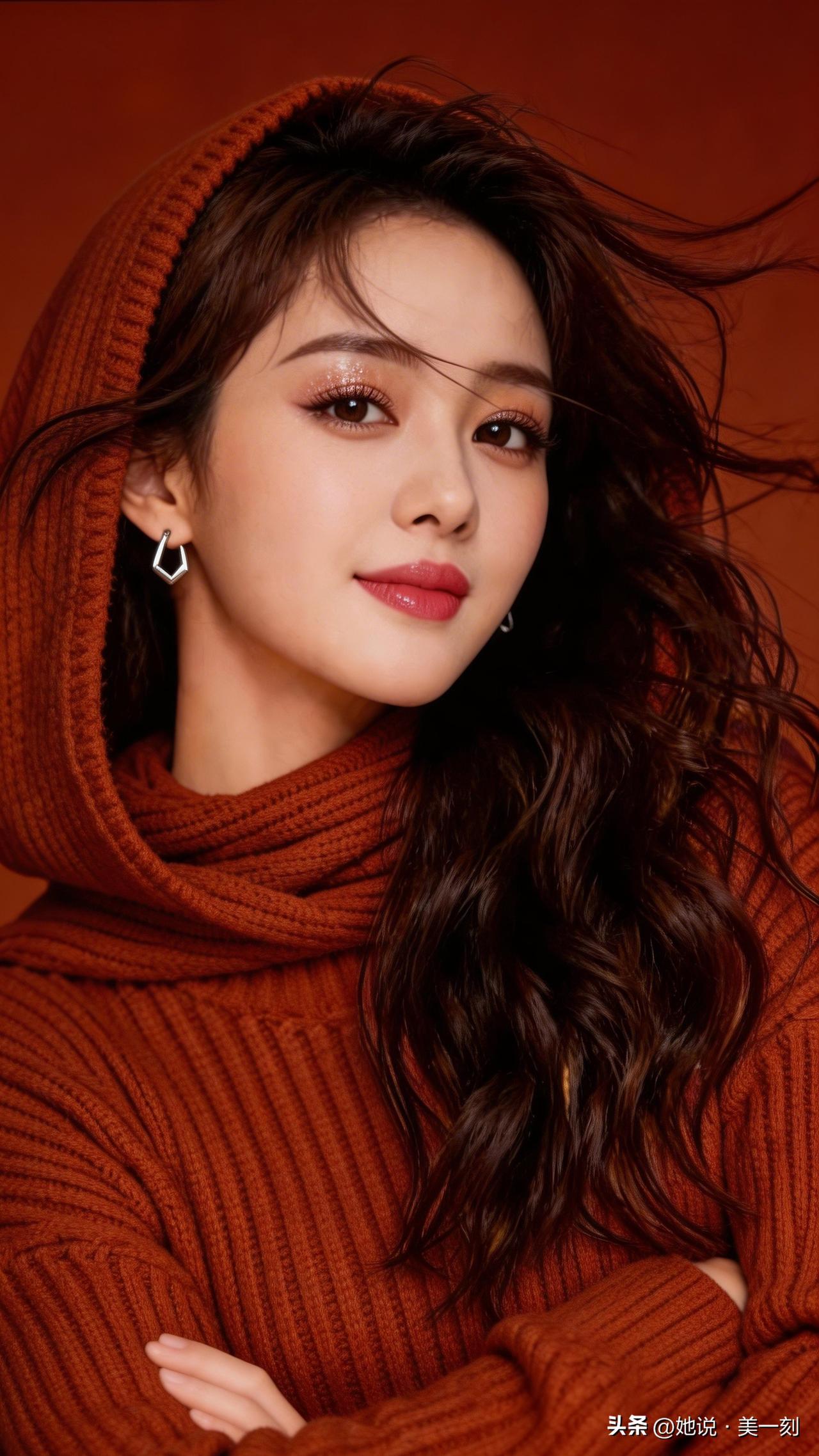 温暖秋日穿搭，复古毛衣与飘逸发丝的完美结合🍂💄优雅自信穿搭分享