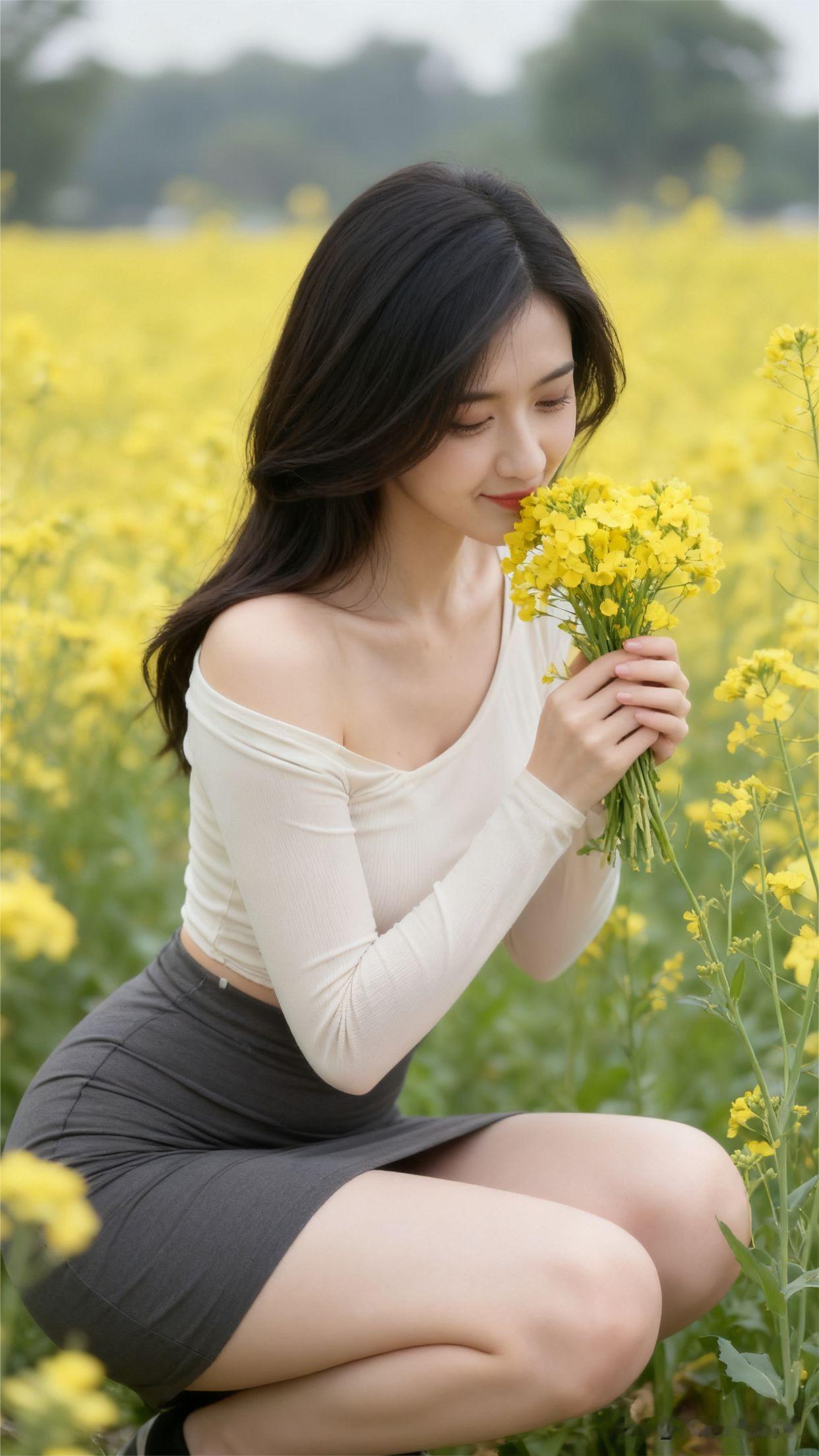 在花海中轻嗅花香，感受自然的美好。