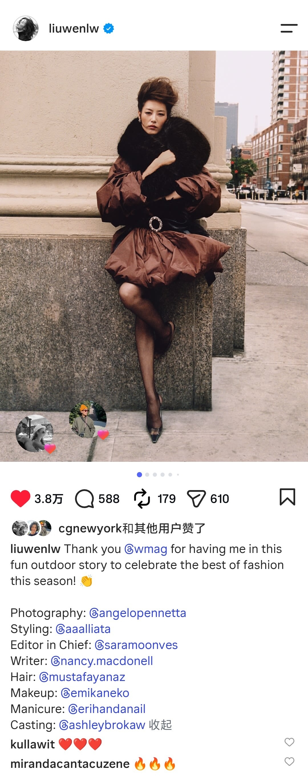 刘雯[超话]昨晚ins更新！ ​​​