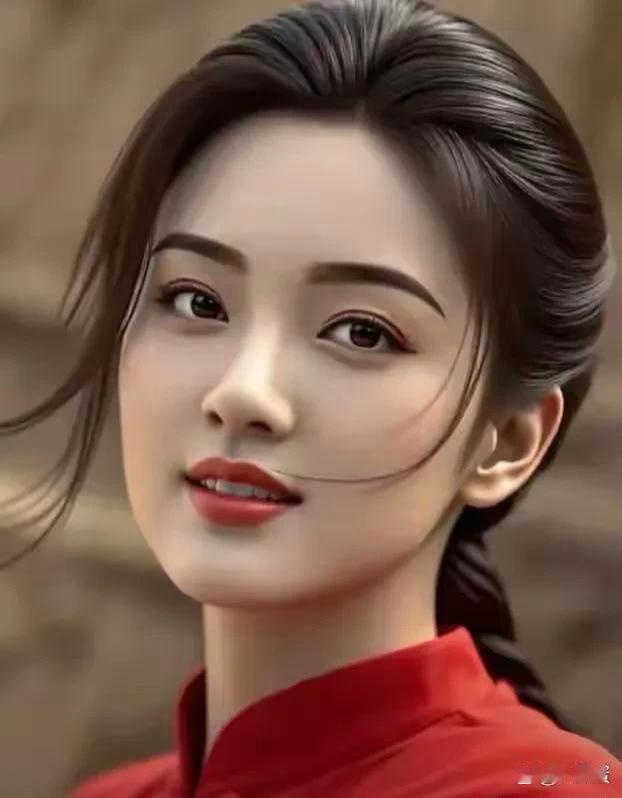 温婉动人的古风美人，红衣飘飘，宛如画中仙子。