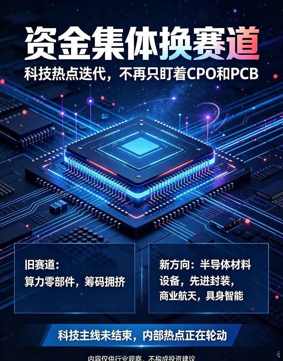 🔥资金集体切换赛道！科技主线迎来热点迭代，别再死守CPO、PCB很长一段时间，