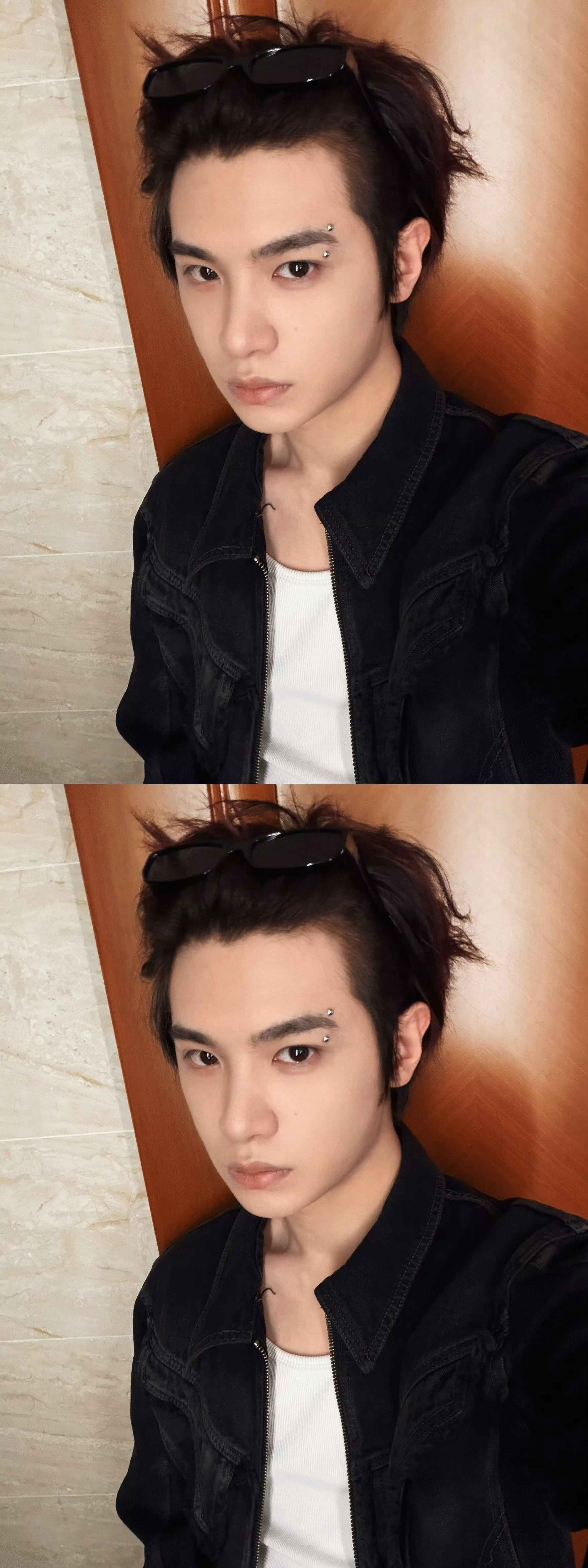 黄明昊眉骨钉大背头 黄明昊新鲜营业照掉落 眉骨钉大背头 帅出新高度