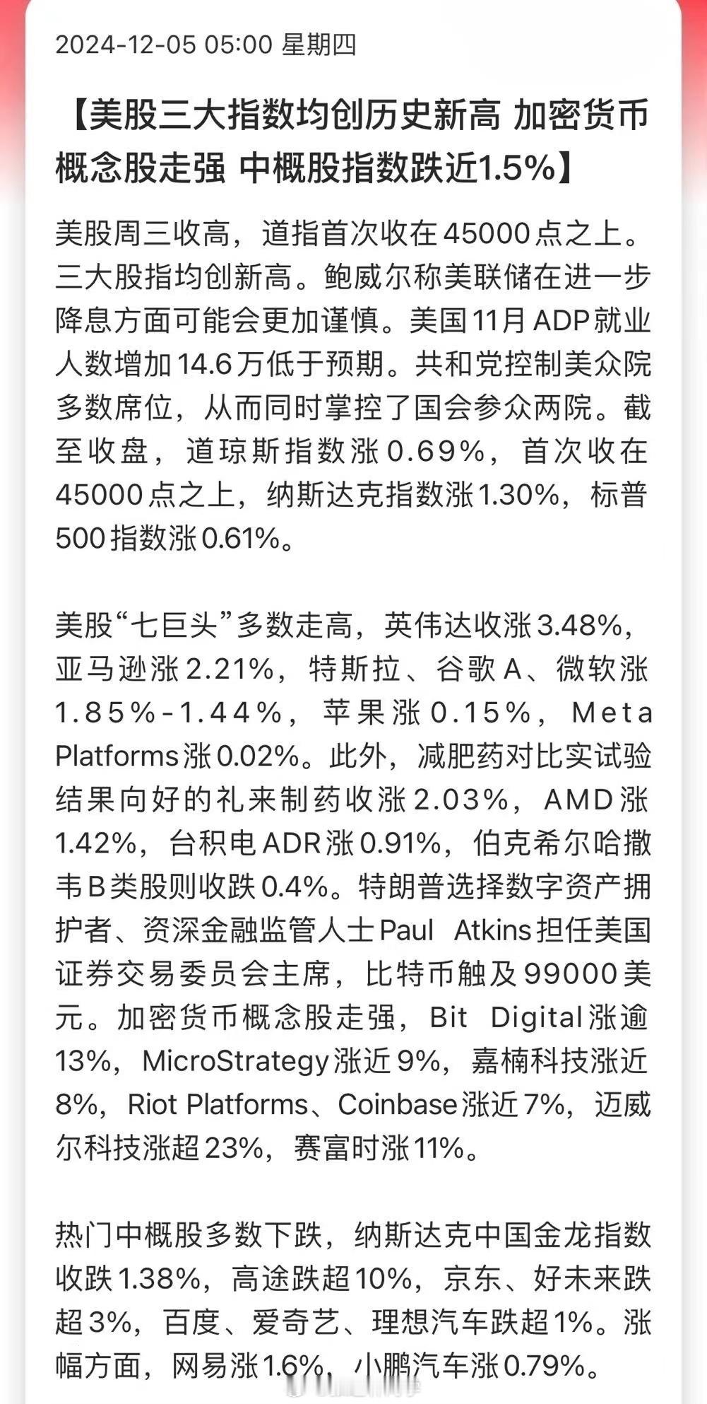 美股三大指数再创历史新高！美股还在涨，成永动机了。东升西落？ 