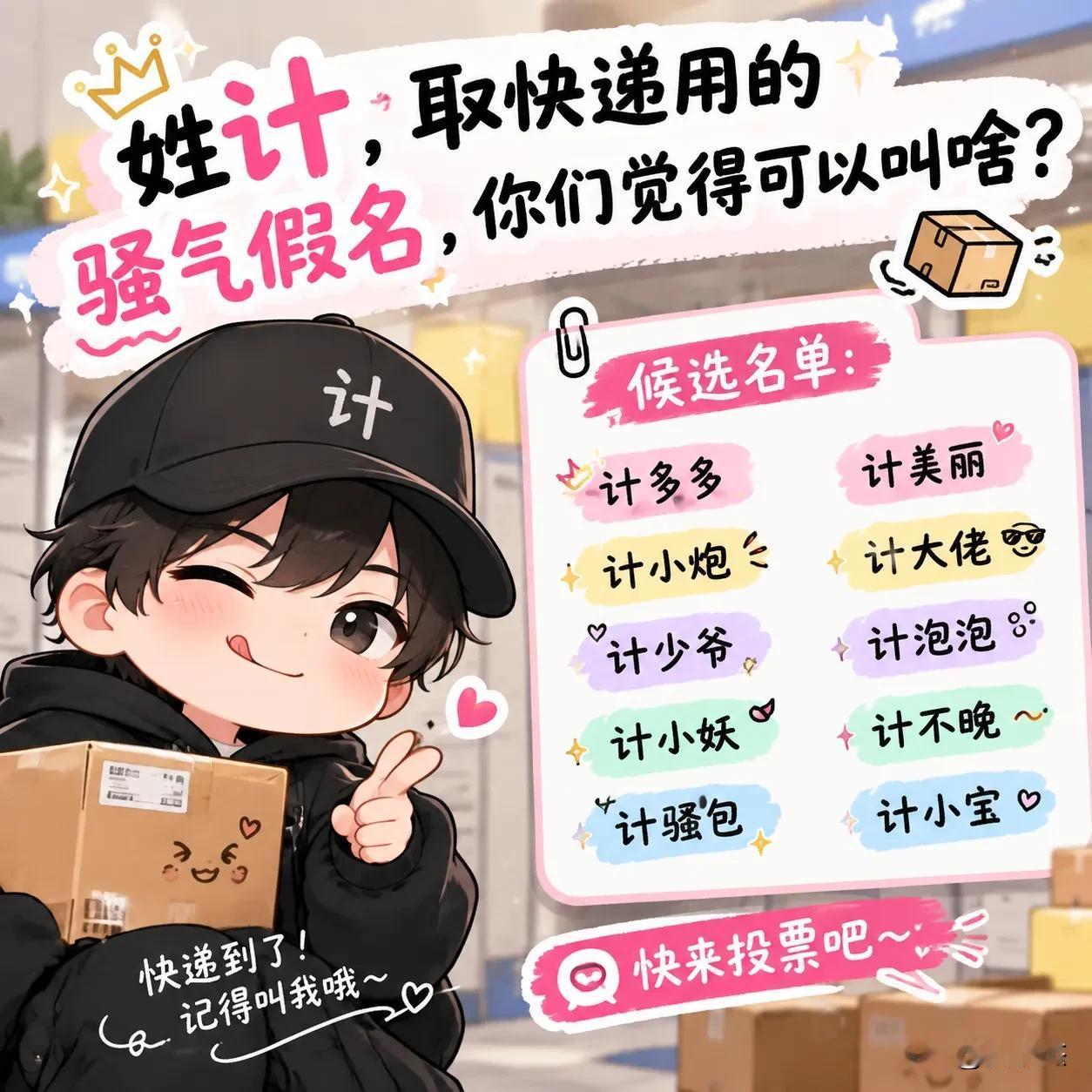 姓计，想取一个取快递用的骚气假名，你们觉得可以叫啥？