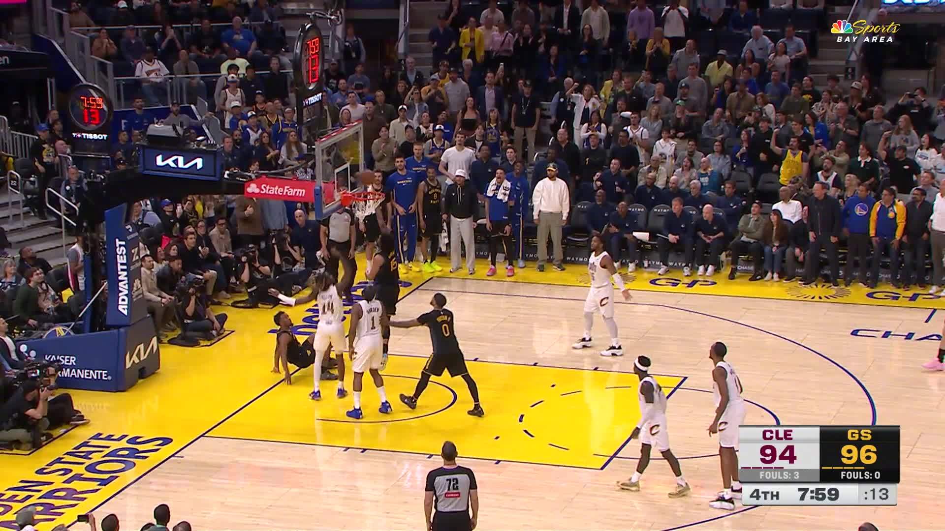 桑托斯2分入账，燃炸全场🔥勇士反超对手🔥勇士98:94骑士。骑士vs勇士