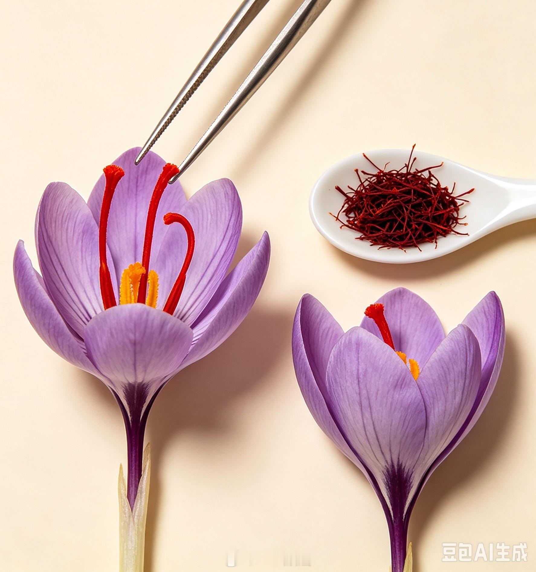藏红花名字带“花”，但它不是花，而是番红花里细长的雌蕊柱头。每朵花只有3根柱头，