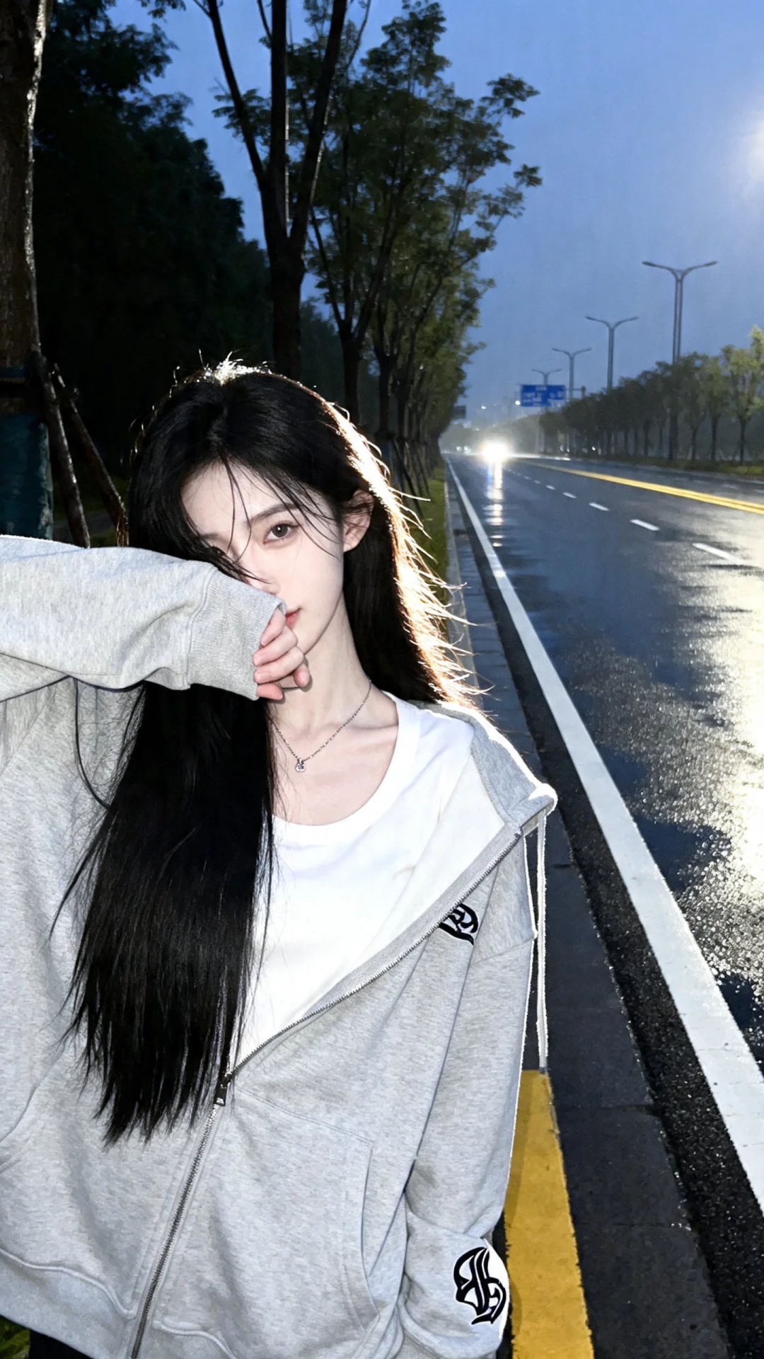 高清监控画面，高清分辨率，发丝垂坠且轻抚泛光，瓷感白肌肤，清纯动人，佩...