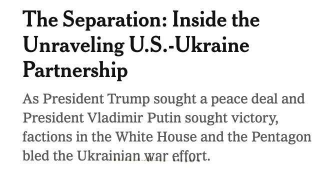 《纽约时报》认为，特朗普将利用军事援助作为谈判杠杆迫使泽连斯基同意领土让步。 ​