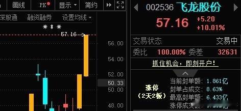 下班飞龙股份002536📈日内涨停，恭喜上车的朋友！