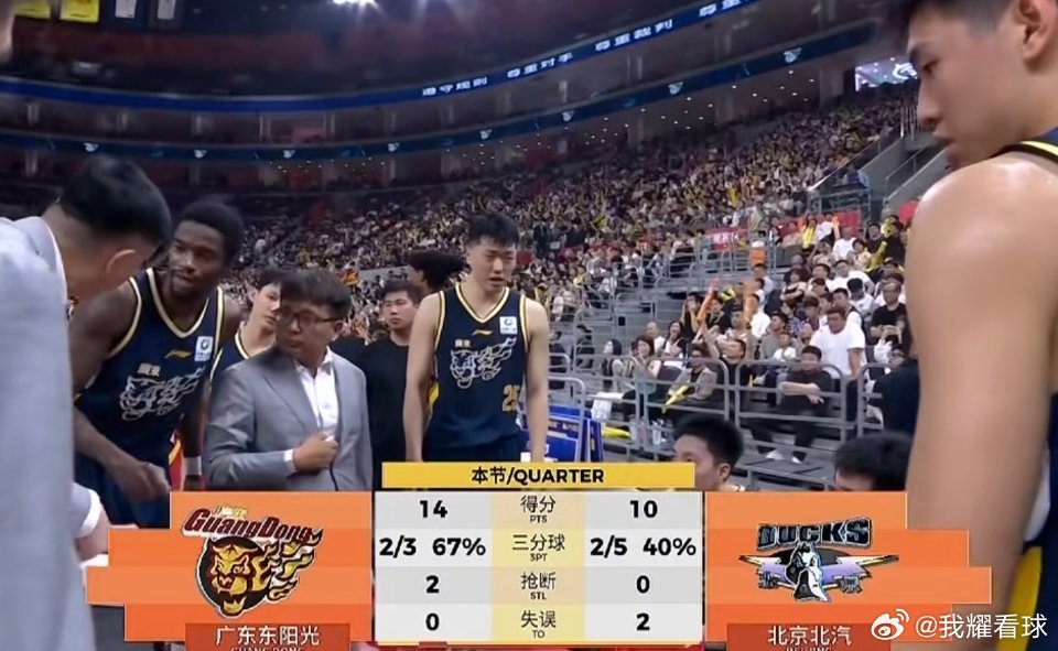 妈呀张皓嘉一上场，广东队就被打了一波10比0，20分领先优势瞬间没了广东男篮vs