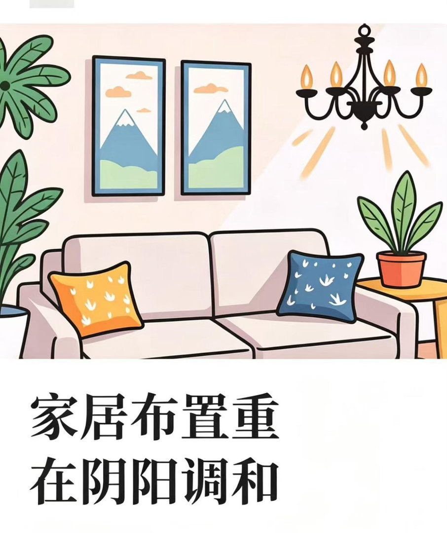 老肖漫谈初心易学 家装布局重在阴阳调和，平衡是根本。客厅、书房属阳，宜敞亮通透、