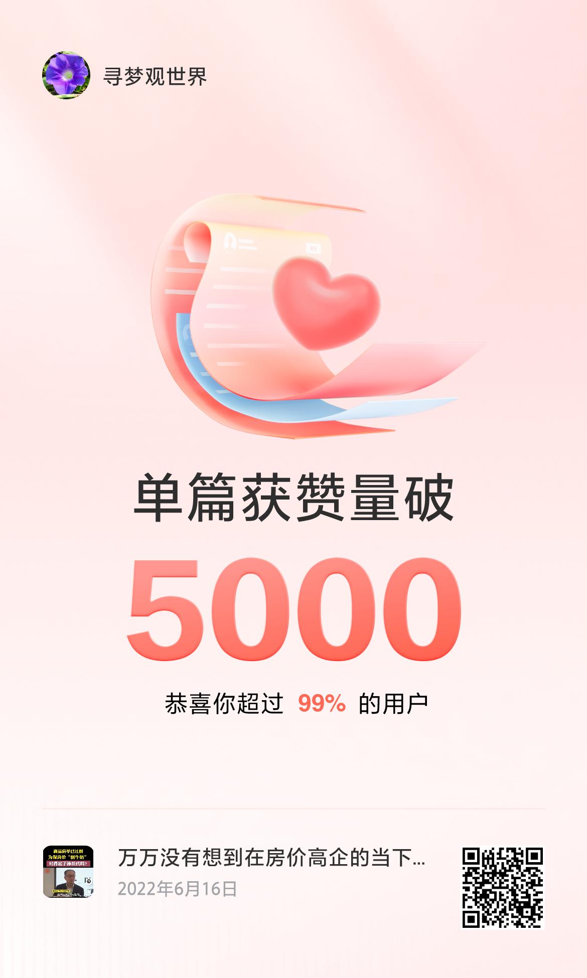 🔥我创作的单篇内容获得超过5000赞了！