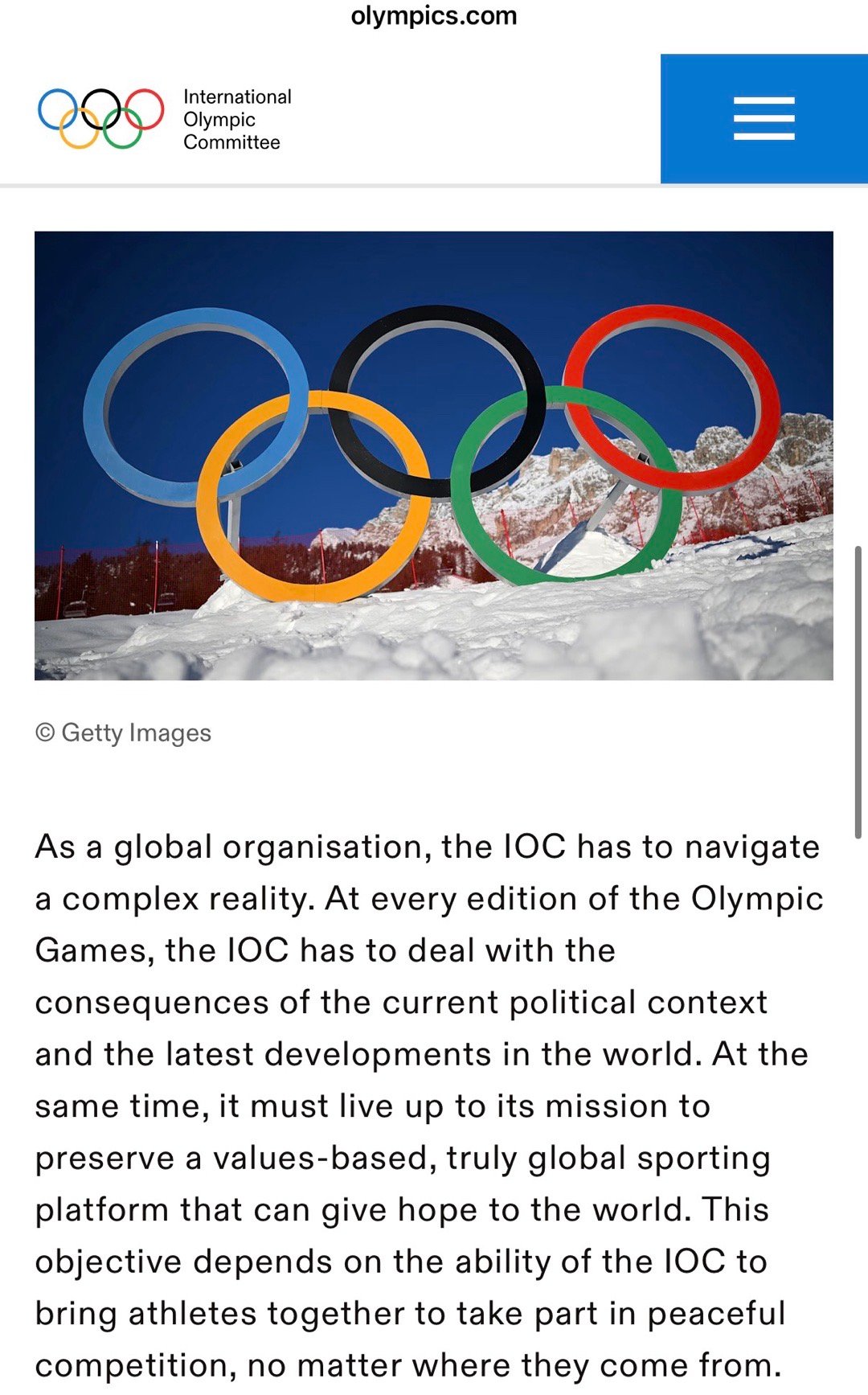 国际奥委会今天发了一则声明🌏划重点：体育是希望的灯塔，奥林匹克运动中立原则，国