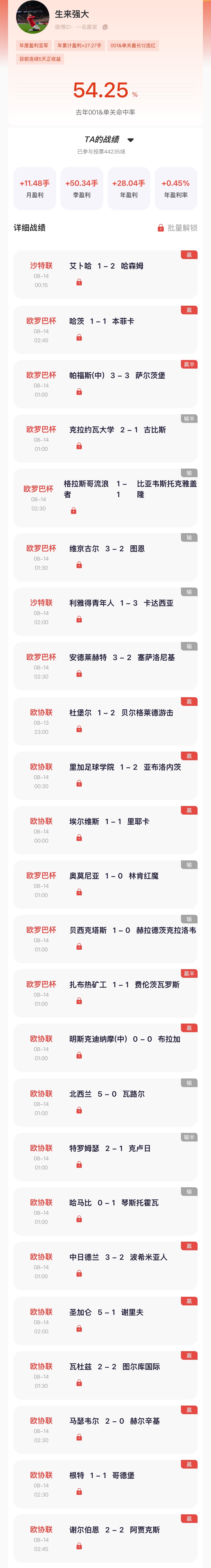 “猜球”季榜第一 昨日竞彩北单净盈3手，已连续6天正收益！连红榜第一 昨日001