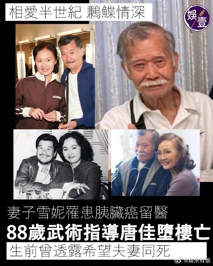 武术导演唐佳去世黄宗泽汤洛雯等人悼念唐佳 香港武术指导唐佳不幸去世，终年88岁，