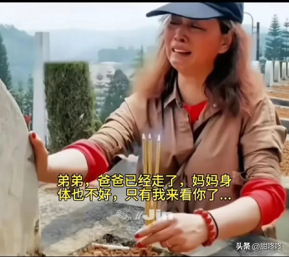 穆敬文烈士的姐姐在烈士陵园看望弟弟时悲痛不已。

姐姐从千里之外的河南赶来，抱着