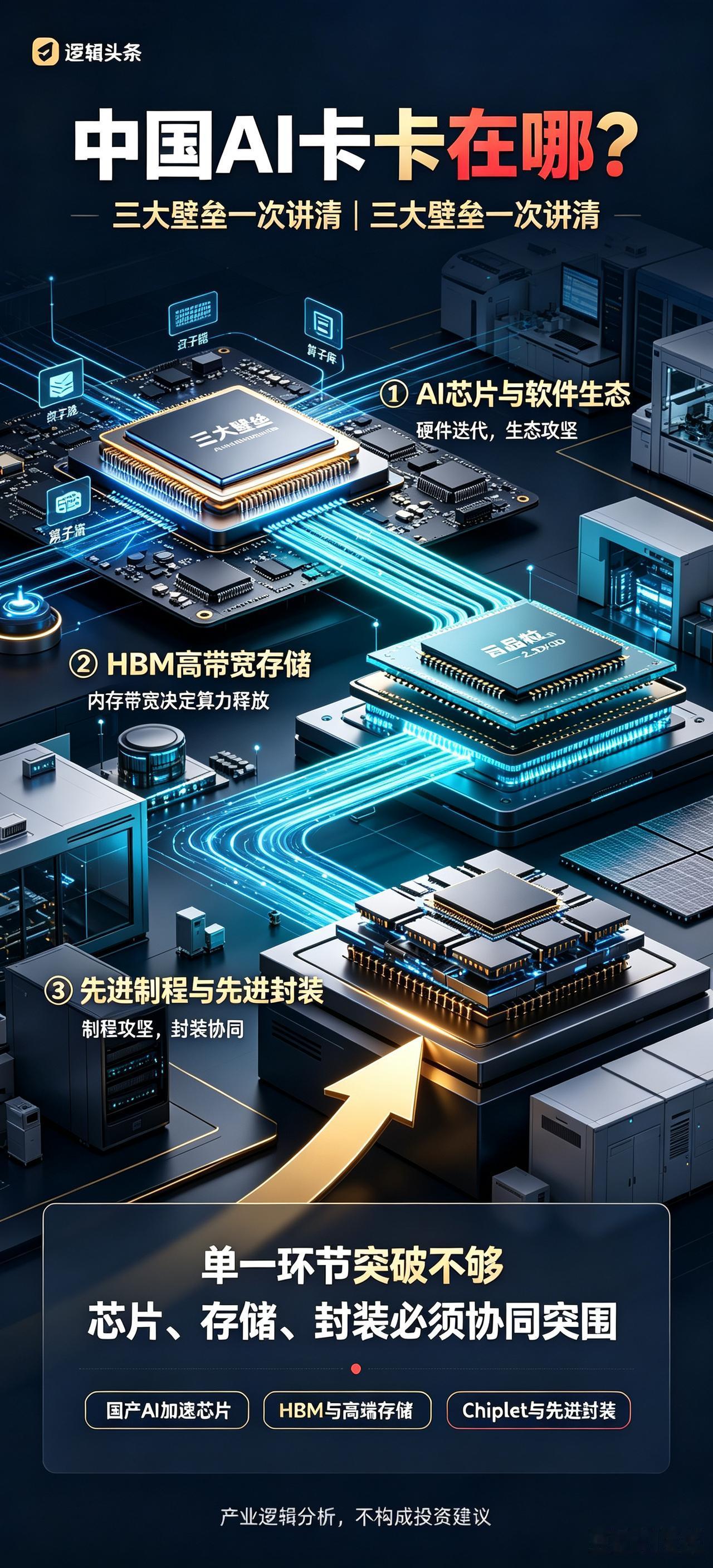 中国AI三大核心技术壁垒 突围路径全部理清
 
国内AI赛道眼下拦在面前三道硬坎