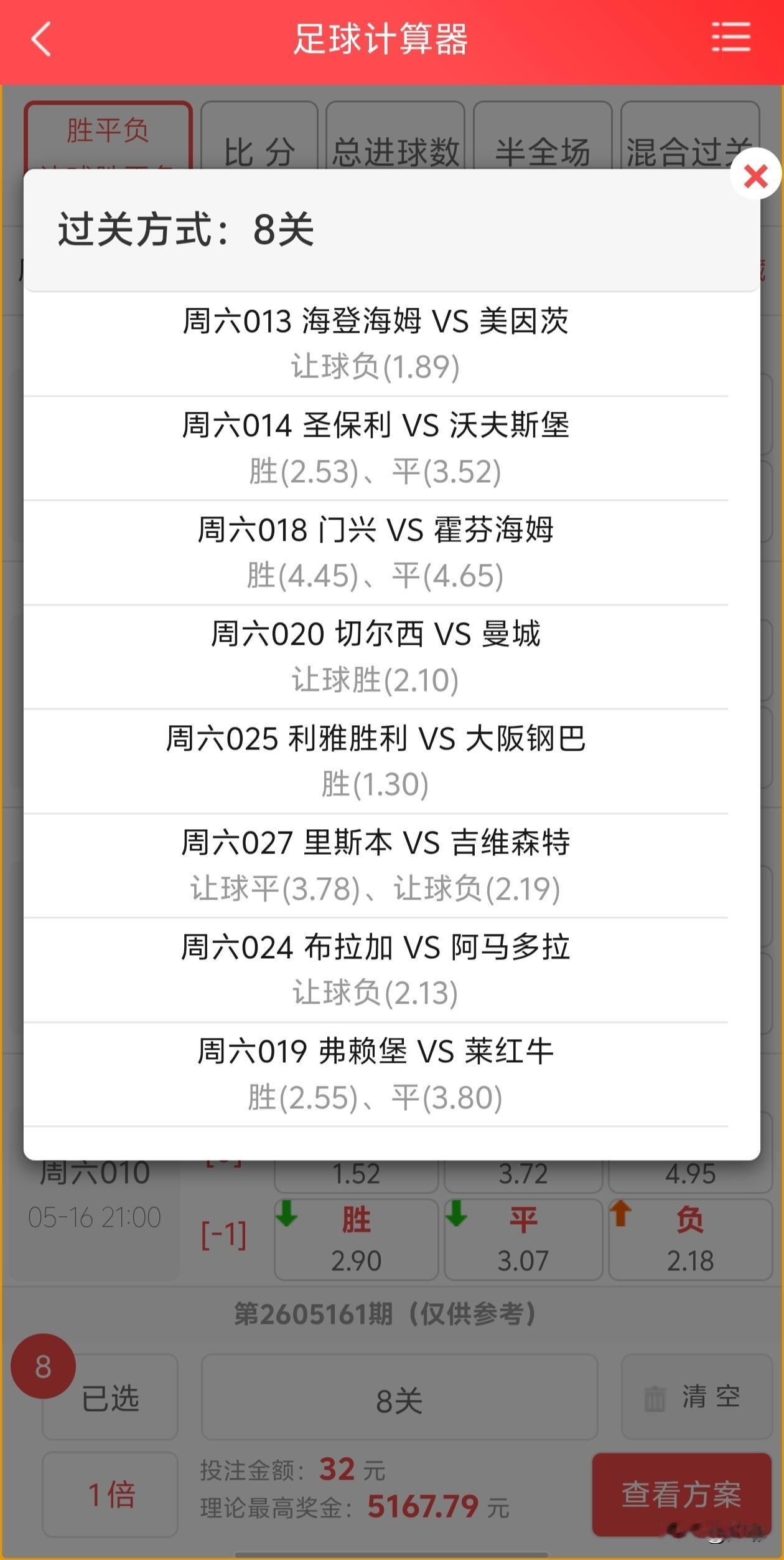 大部分比赛已经开始了，且看我今天发给大家的八场扫盘能对几场吧。