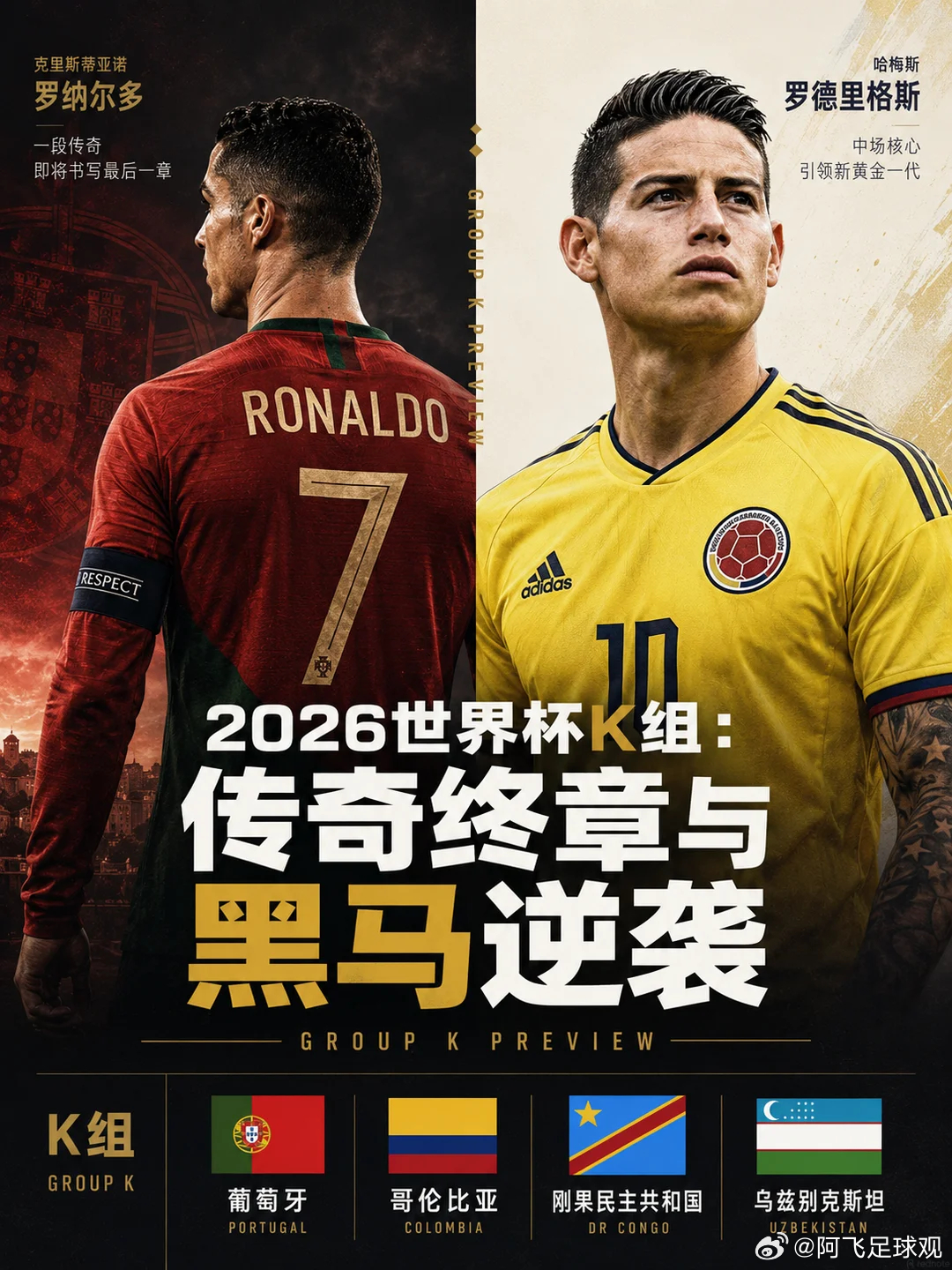 双罗的最后一舞！跟上！069 世界杯哥伦比亚vs葡萄牙开球：哥伦比亚🇨🇴指向