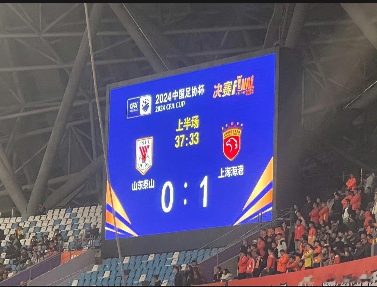 足协杯决赛  山东泰山vs上海海港 上半场大连银把守的大门被大连人的李帅撞开了！